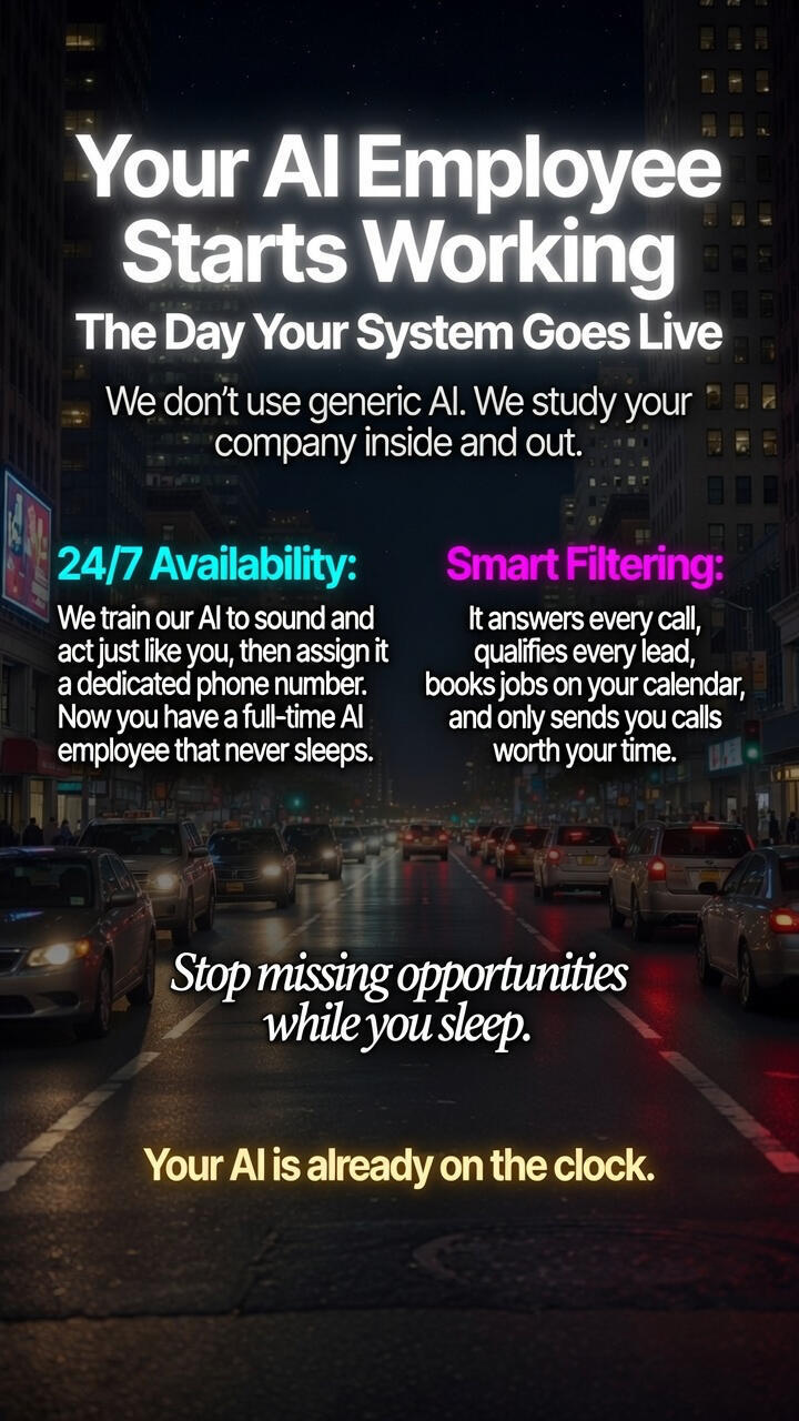 “Custom-trained AI employee that filters calls and books qualified jobs automatically”